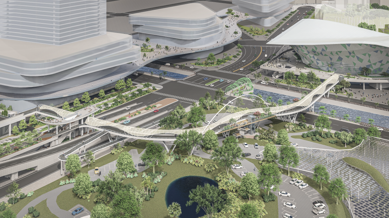 臺中市水湳會展與轉運中心周邊立體通廊